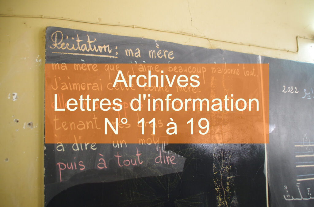Archives des lettres d&rsquo;information N°11 à 19