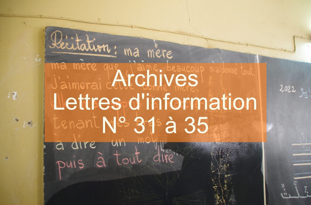 Archives des lettres d&rsquo;information  N° 31 à 35