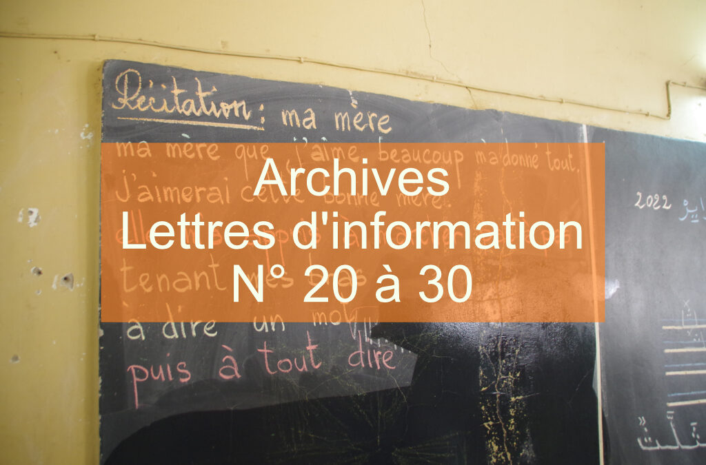 Archives des lettres d&rsquo;information N° 20 à 30